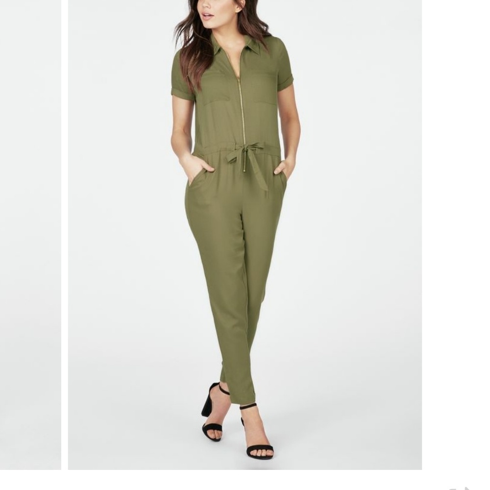 Olive green short sleeve jumpsuit